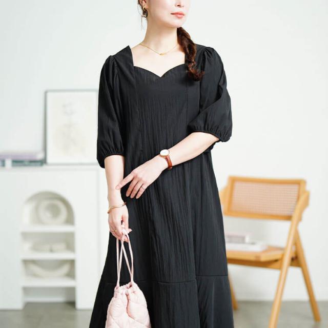 前後2wayパフスリーブワンピース