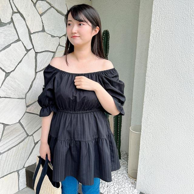 2wayストライプぺプラムチュニック