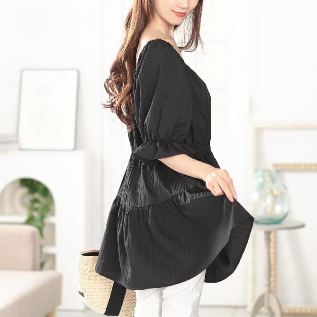 2wayストライプぺプラムチュニック