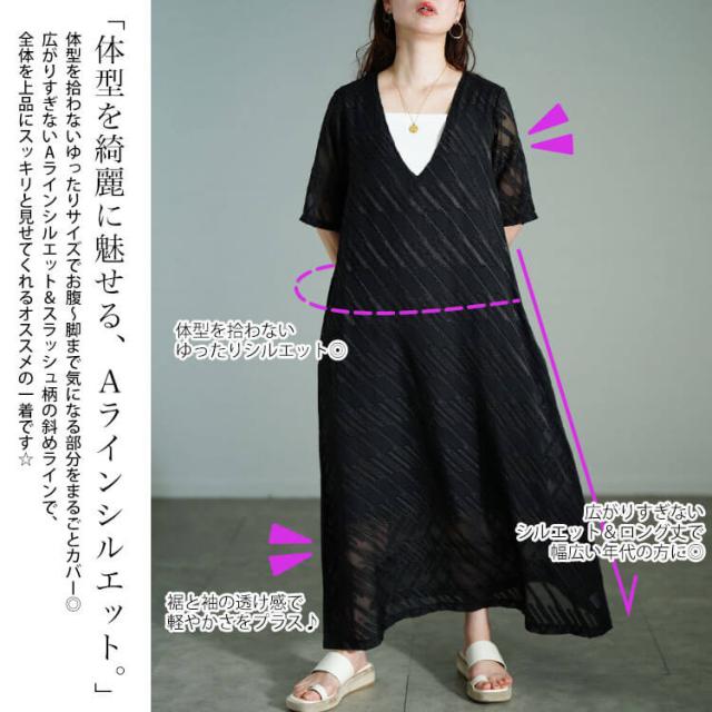 スラッシュシフォンジャガードワンピース