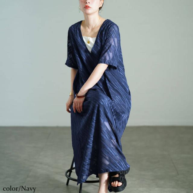 スラッシュシフォンジャガードワンピース