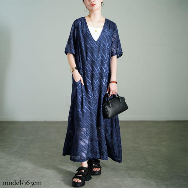 スラッシュシフォンジャガードワンピース