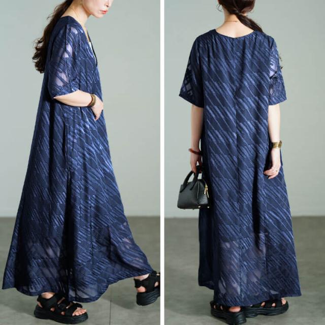 スラッシュシフォンジャガードワンピース