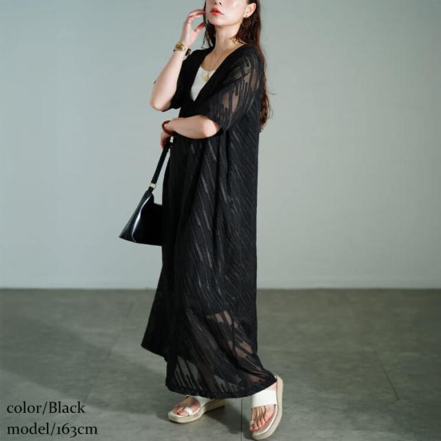 スラッシュシフォンジャガードワンピース