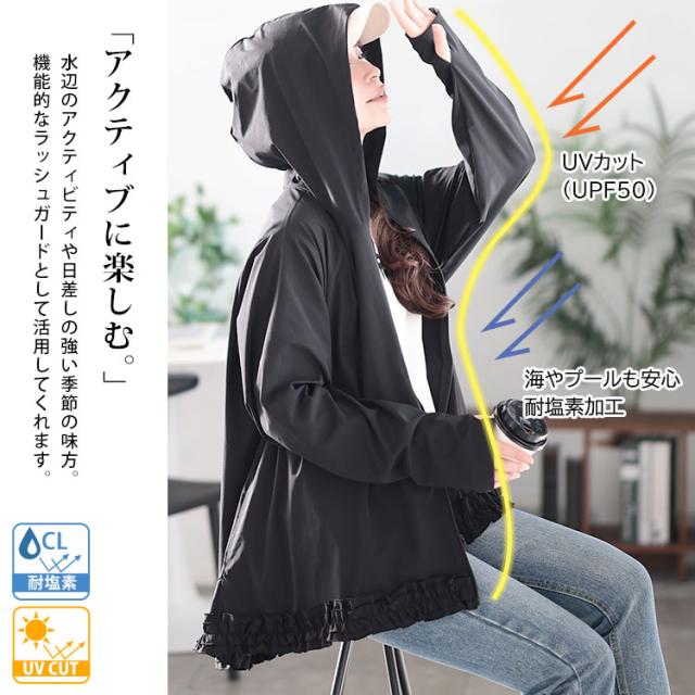 UVカット&耐塩素裾フリルラッシュガード