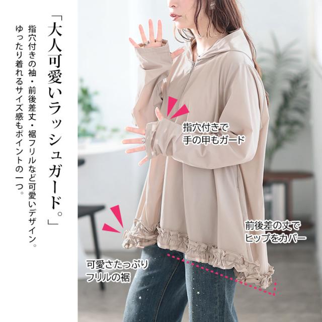 UVカット&耐塩素裾フリルラッシュガード