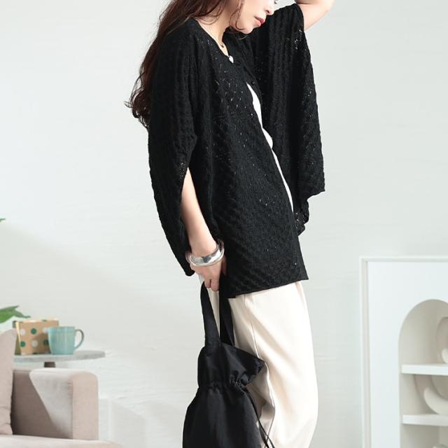 透かし編みドルマンニットカーディガン