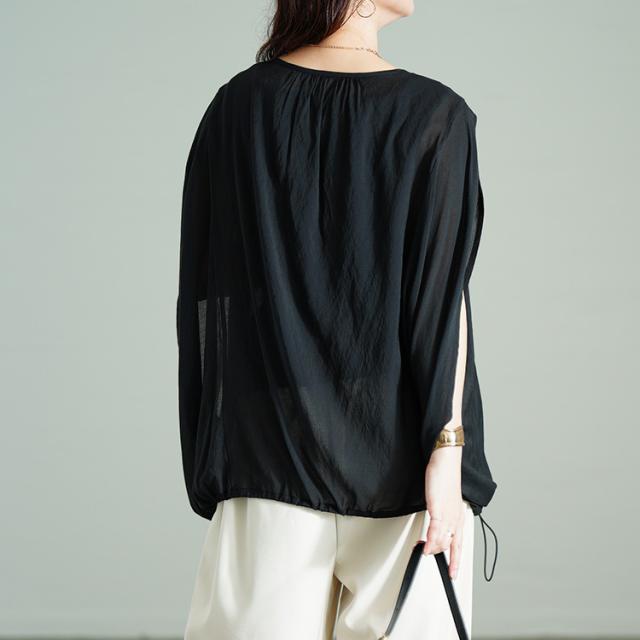 裾ドロストノースリーブZIPベスト