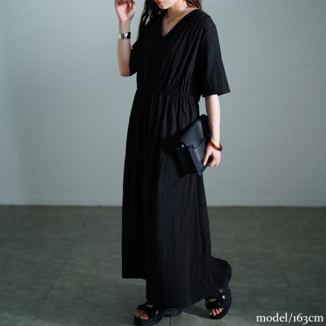 接触冷感ギャザーショルダーワンピース