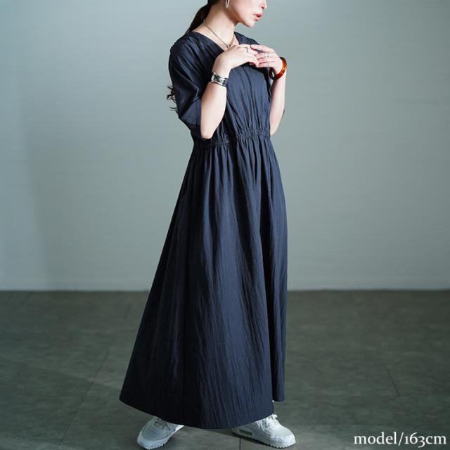 接触冷感ギャザーショルダーワンピース