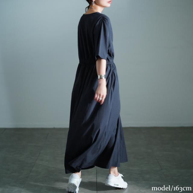 接触冷感ギャザーショルダーワンピース