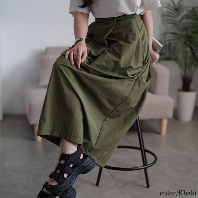 フロントタックナイロンナロースカート