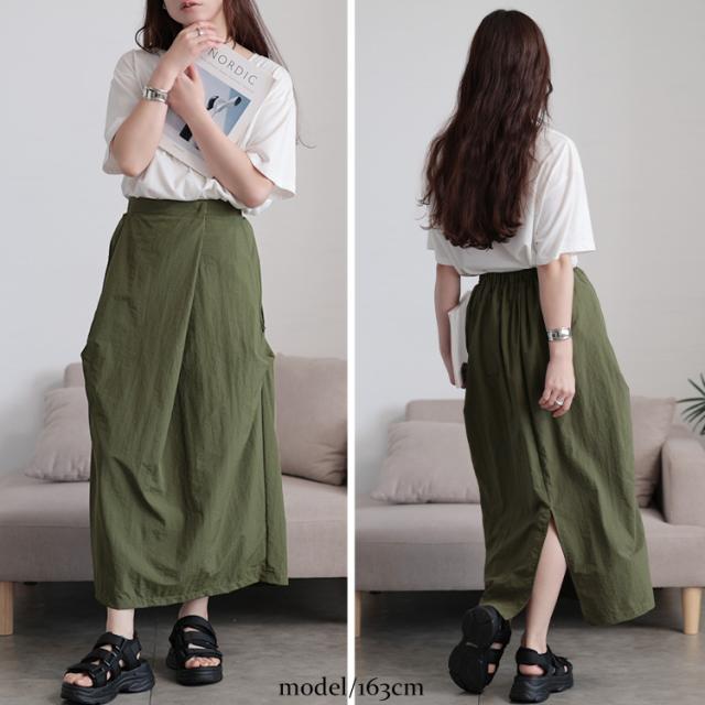 フロントタックナイロンナロースカート