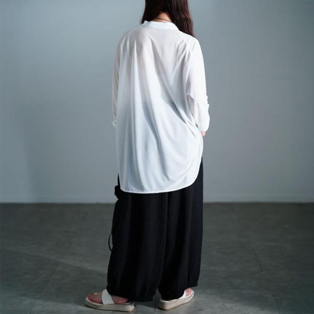 サッカー裾ギャザーワイドパンツ