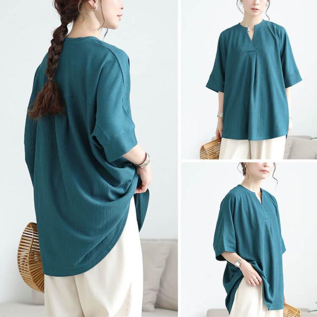 楊柳胸タックドルマンチュニック
