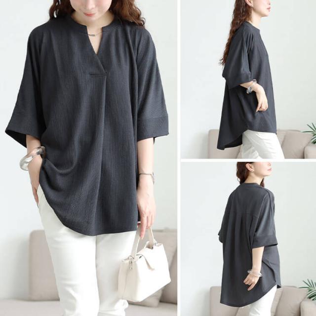 楊柳胸タックドルマンチュニック