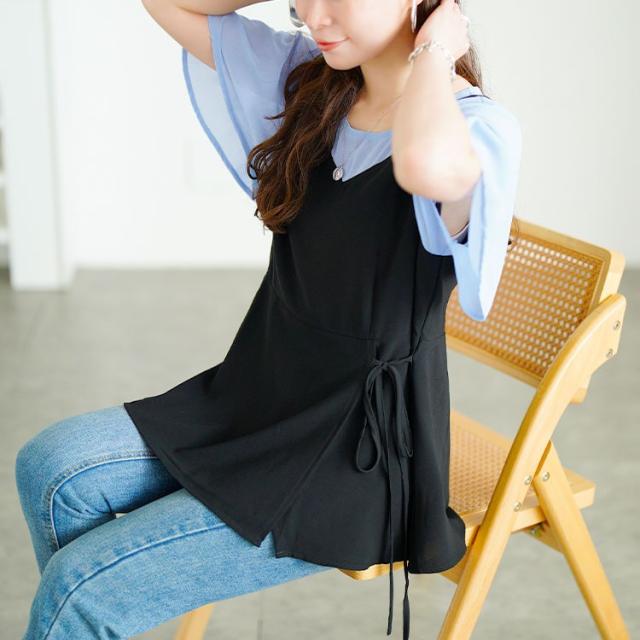 ブラウスドッキングペプラムトップス