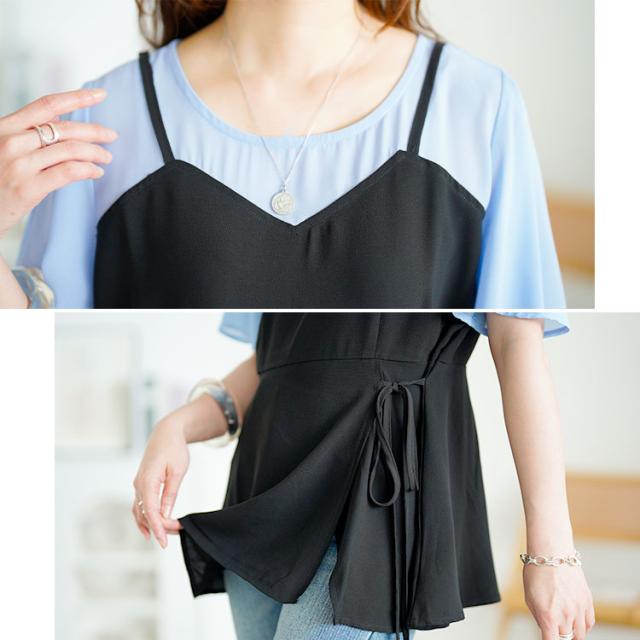 ブラウスドッキングペプラムトップス