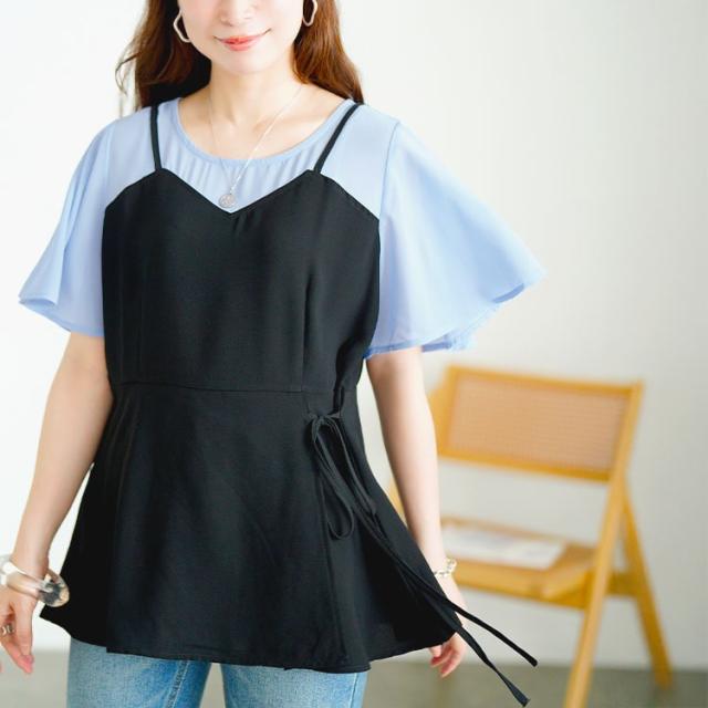ブラウスドッキングペプラムトップス