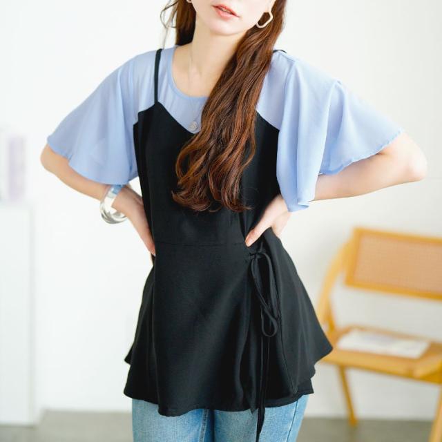 ブラウスドッキングペプラムトップス