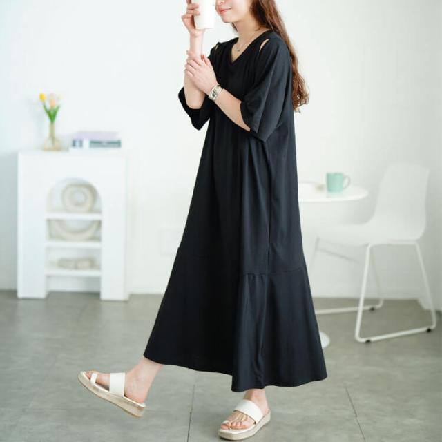 オープンショルダーマーメイドワンピース