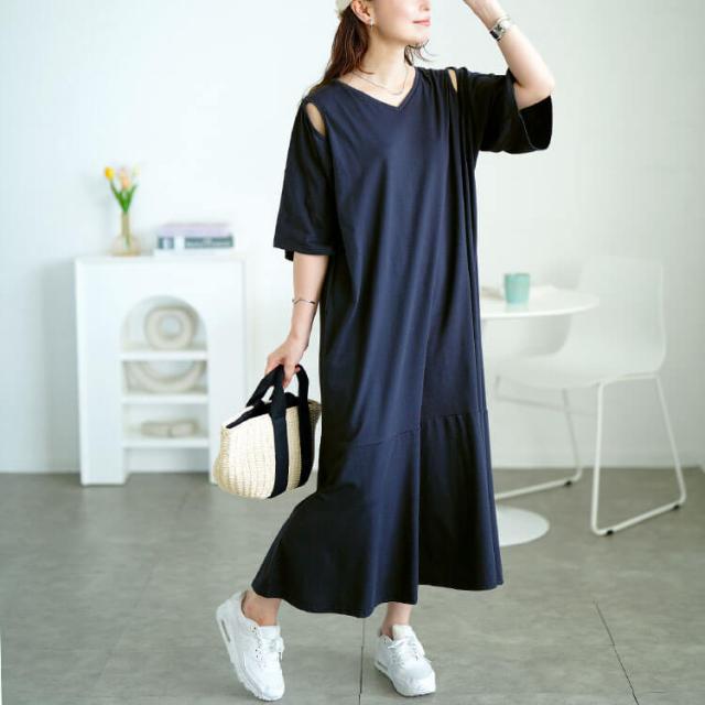 オープンショルダーマーメイドワンピース