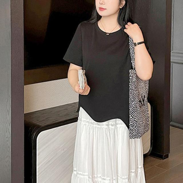 ウェーブ裾アシメTシャツ