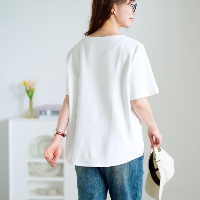 ウェーブ裾アシメTシャツ