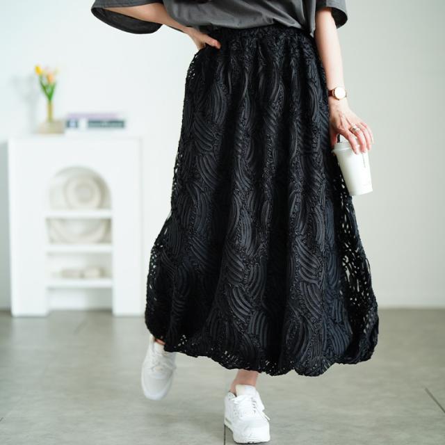 ウェーブコードレースバルーンスカート