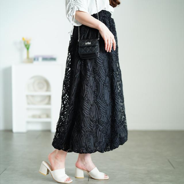 ウェーブコードレースバルーンスカート