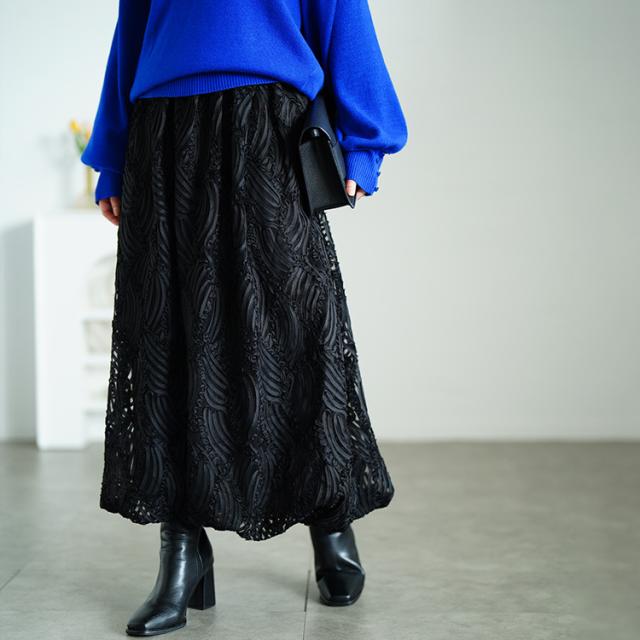 ウェーブコードレースバルーンスカート