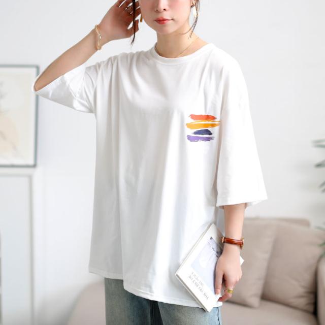 バックペイント柄オーバーサイズTシャツ