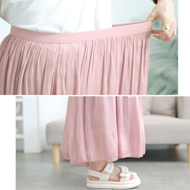 ウエストギャザーシアーフレアワイドパンツ