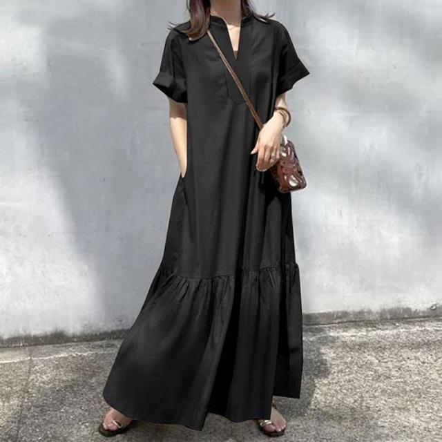 キーネックマキシ丈マーメイドワンピース