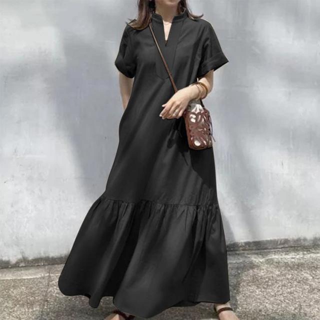 キーネックマキシ丈マーメイドワンピース