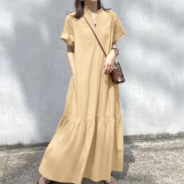 キーネックマキシ丈マーメイドワンピース