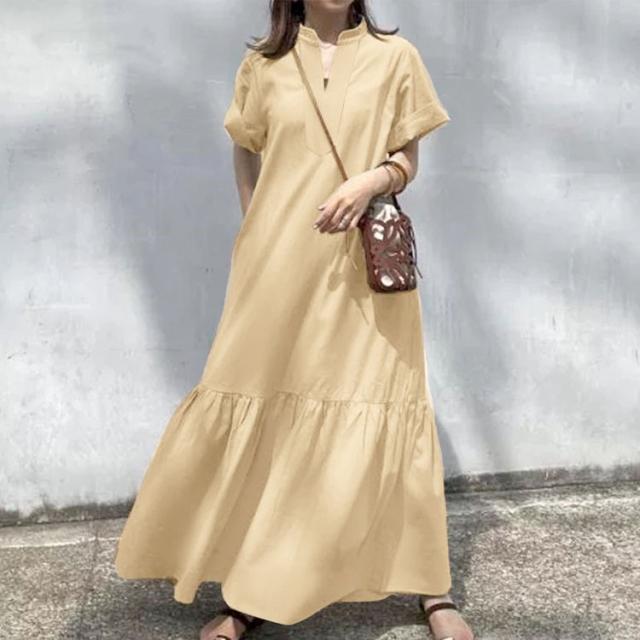 キーネックマキシ丈マーメイドワンピース