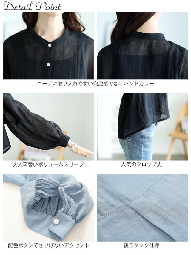 ボリュームスリーブクロップドシアーブラウス