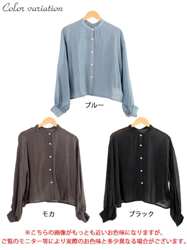 ボリュームスリーブクロップドシアーブラウス