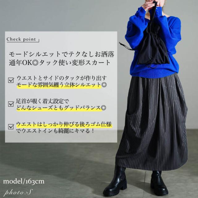 ストライプサイドタックスカート