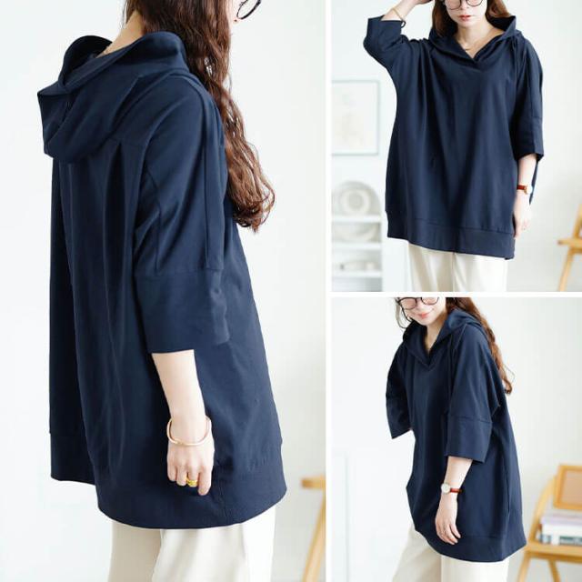 ストレッチコットンチュニックパーカー