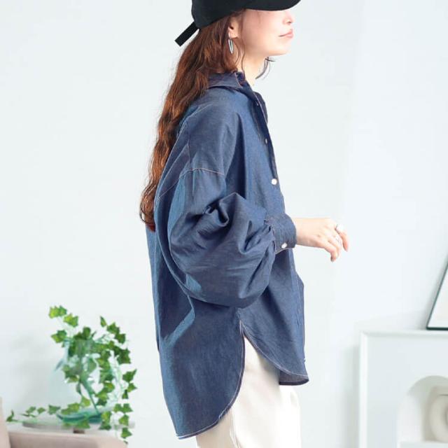 ボリュームスリーブシャンブレーシャツ
