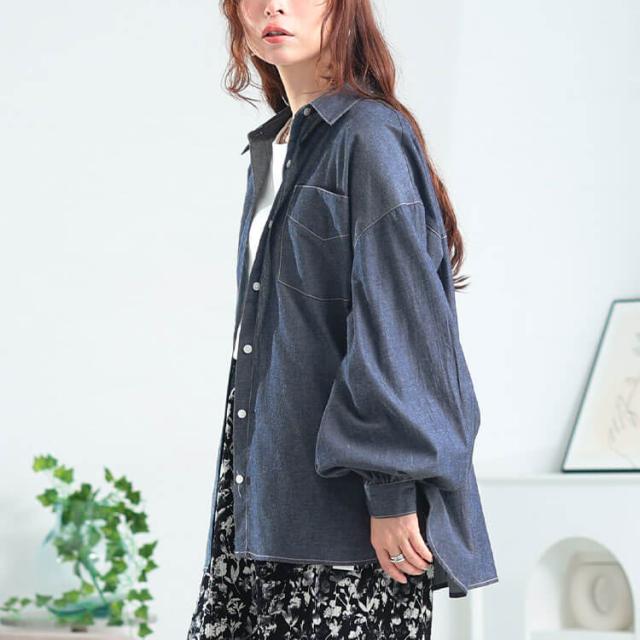 ボリュームスリーブシャンブレーシャツ
