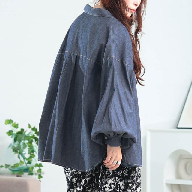 ボリュームスリーブシャンブレーシャツ