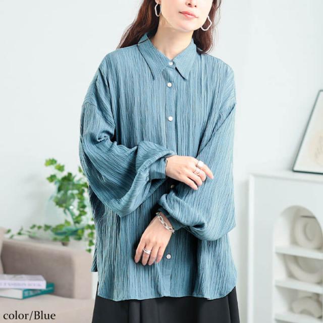 楊柳風ジャガードボリュームスリーブシャツ