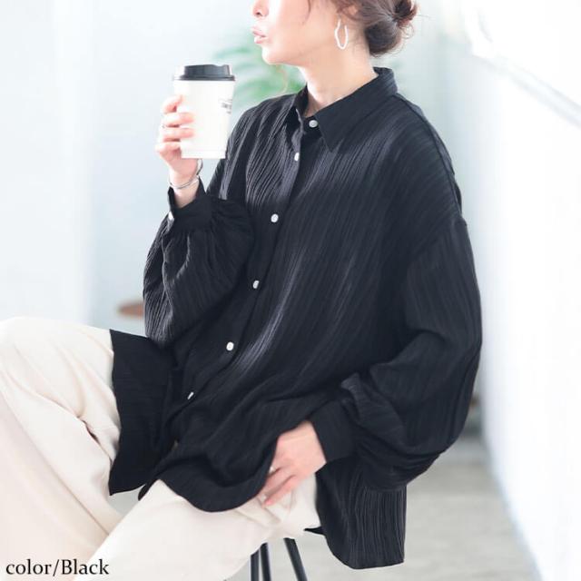 楊柳風ジャガードボリュームスリーブシャツ