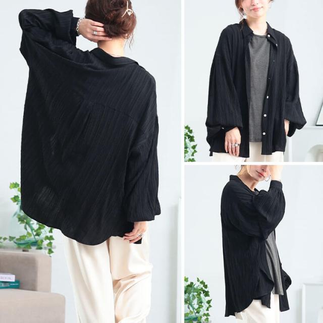 楊柳風ジャガードボリュームスリーブシャツ