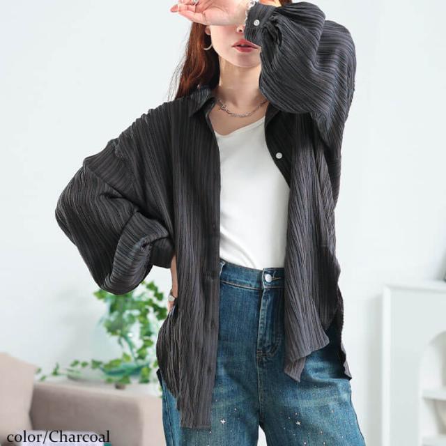 楊柳風ジャガードボリュームスリーブシャツ