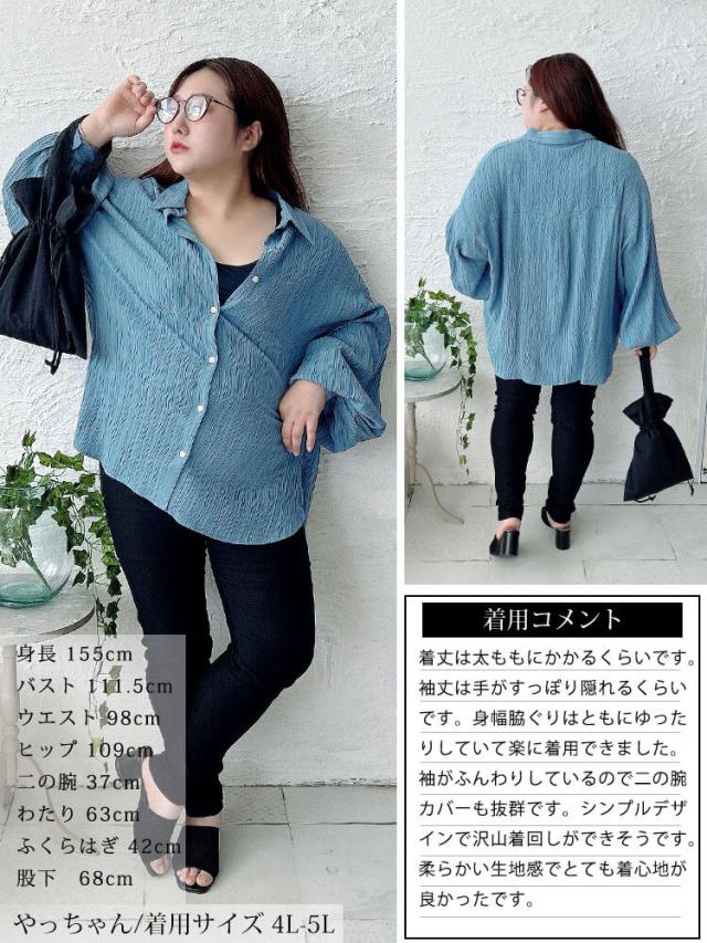 楊柳風ジャガードボリュームスリーブシャツ