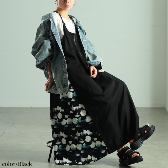 サイドドット柄切り替えジャンパースカート